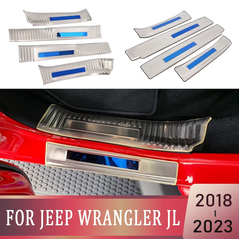 Для Jeep Wrangler JL 2018-2023 Автомобильная накладка на порог, защита входа, Добро Пожаловать, Педаль, Украшение, Протектор, Аксессуары для отделки