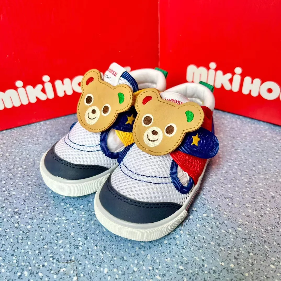Летняя детская обувь Miki, двухсекционные босоножки Bear King, разноцветные сетчатые сандалии для малышей